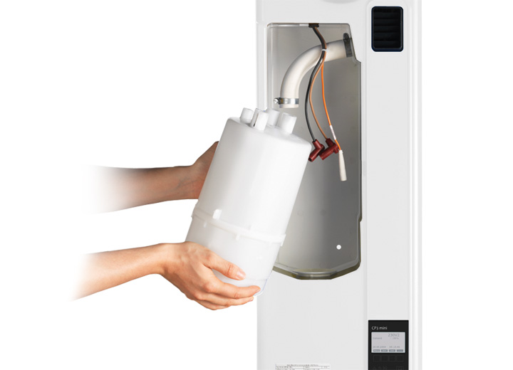 Limescale management with replaceable cylinders
